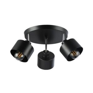 LAMPA SUFITOWA CZARNA 3XE27 OKRĄGŁA ELZA