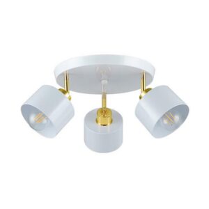 LAMPA SUFITOWA BIAŁA/ZŁOTA 3XE27 OKRĄGŁA ELZA