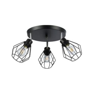 LAMPA SUFITOWA CZARNA 3XE27 OKRĄGŁA OTTO