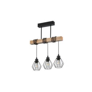 20997 LAMPA WISZĄCA CZARNA/DREWNO 3XE27 50CM OTTO