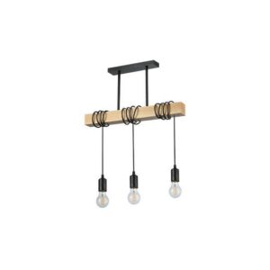 LAMPA CZARNA/DREWNO 3XE27 50CM NIDO
