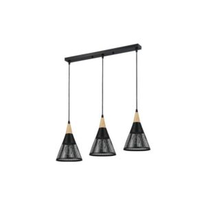 30605 LAMPA WISZĄCA CZARNA/DREWNO LISTWA 3XE27 HIRA