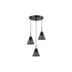 30606 LAMPA WISZĄCA CZARNA/DREWNO OKRĄG 3XE27 HIRA