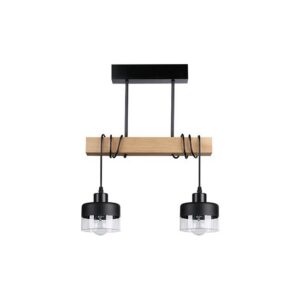LAMPA WISZĄCA CZARNA+DREWNO 2XE27 STARK