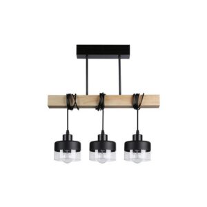 LAMPA WISZĄCA CZARNA+DREWNO 3XE27 STARK