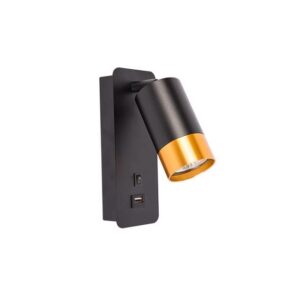KINKIET DO CZYTANIA KLEMENS GU10 CZAR:ZŁO USB1661 KINKIET KLEMENS DO CZYTANIA GU10 CZAR/ZŁO USB