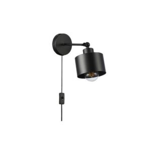 KINKIET Z PRZEWODEM CZARNY ELZA 1xE27