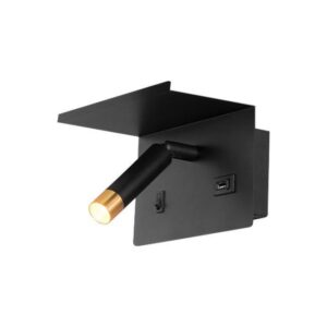 KINKIET PIERO 1xG9 USB PÓŁKA CZARNY:ZŁOTY 1465 KINKIET PÓŁKA USB PIERO 1xG9 CZARNY/ZŁOTY